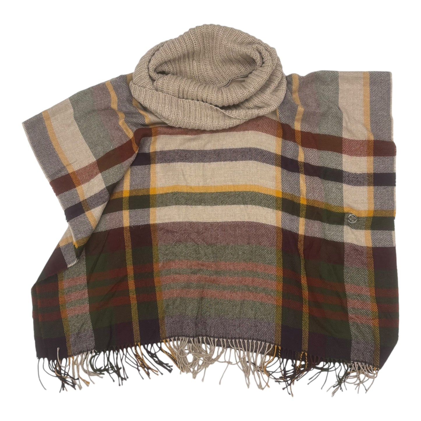Poncho By Clothes Mentor In Plaid Pattern, Size:Osfm