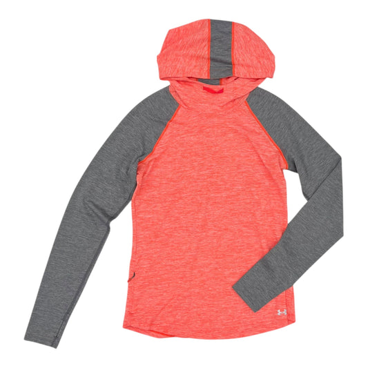 Athletic Top Ls Hoodie By Under Armour In Grey & Orange, Size:S