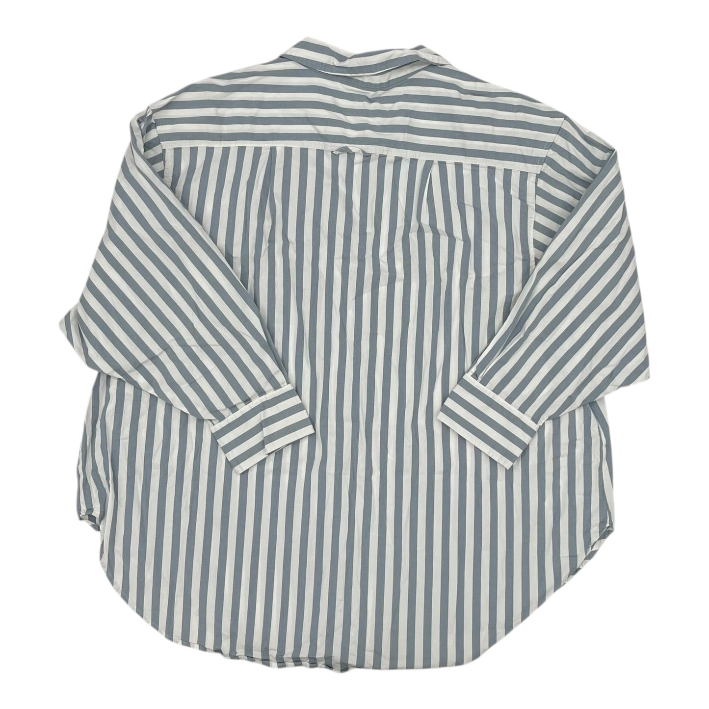 Blouse Ls By Ava & Viv In Blue & White, Size:2X