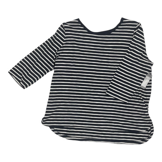 Top 3/4 Sleeve By Chicos In Blue & White, Size:Xl