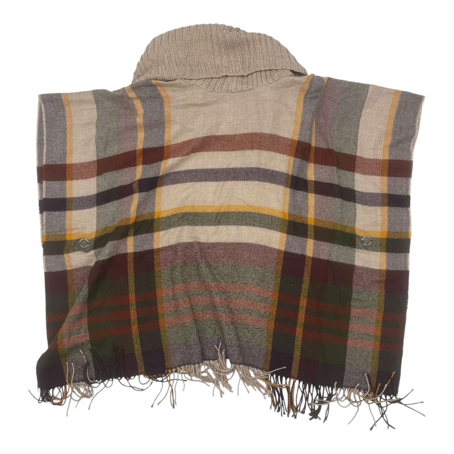 Poncho By Clothes Mentor In Plaid Pattern, Size:Osfm