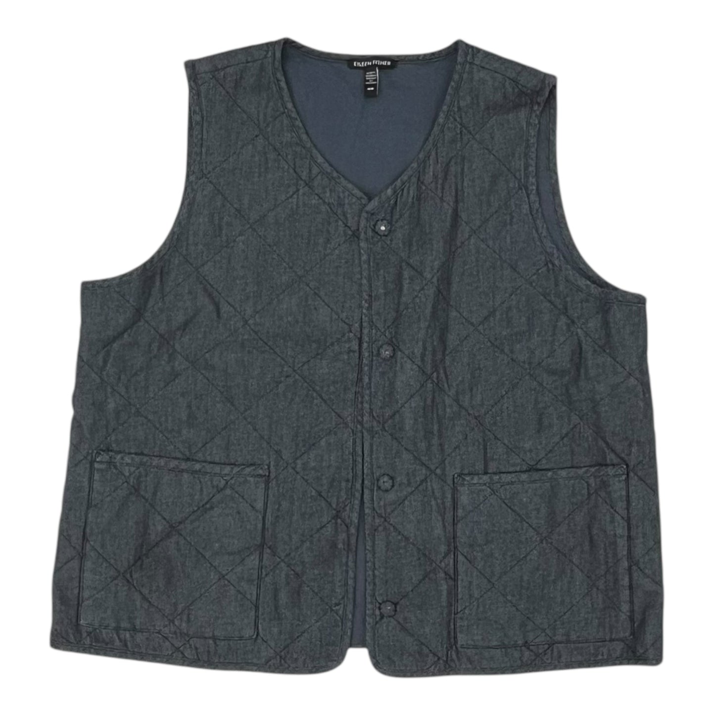 Vest Puffer & Quilted By Eileen Fisher In Navy, Size:M