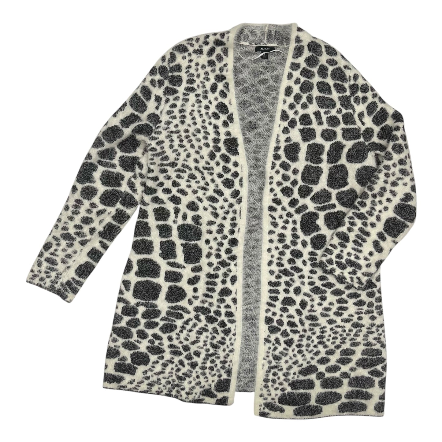 Sweater Cardigan By Alfani In Cream & Grey, Size:Xl