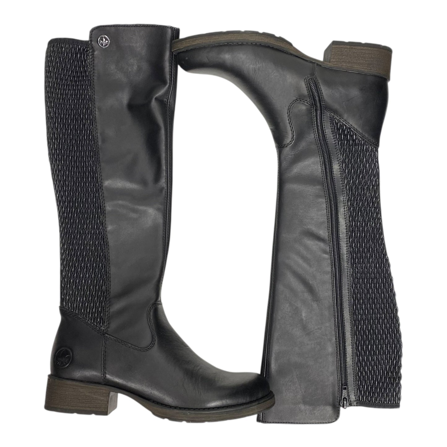 Boots Knee Flats By Riekers In Black, Size:6.5