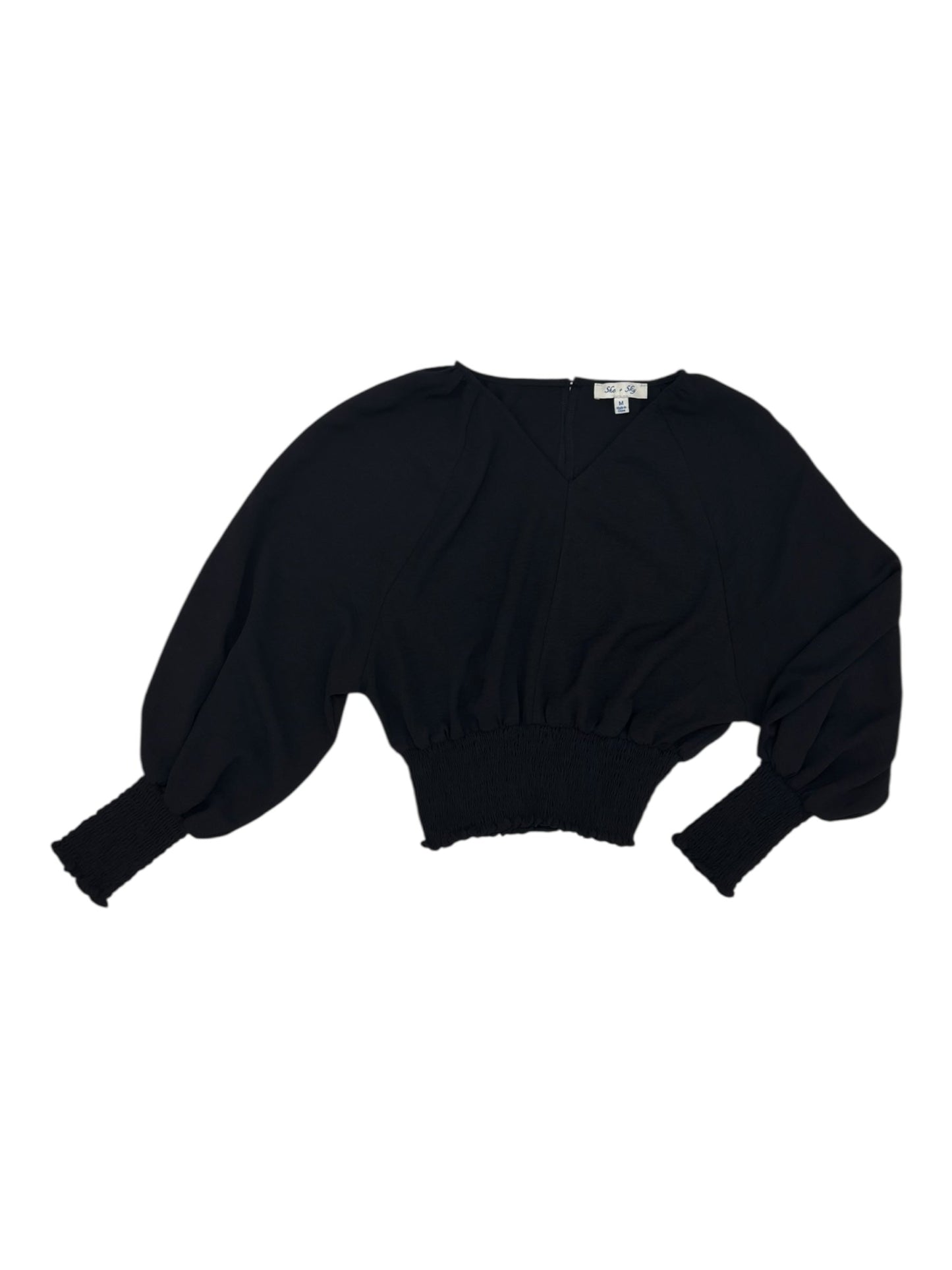 Blouse Ls By She + Sky In Black, Size:M