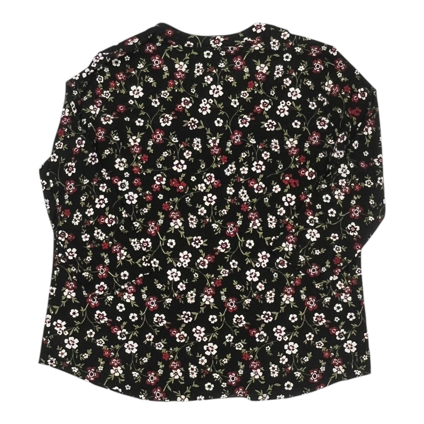 Blouse 3/4 Sleeve By Jones New York In Black & Red, Size:Xl