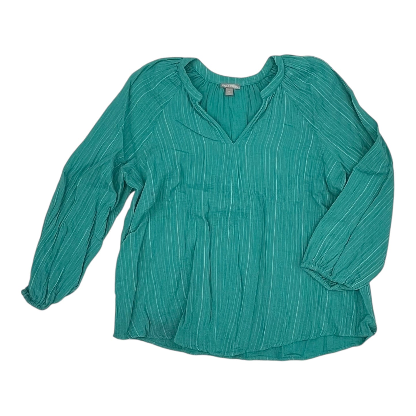 Blouse Ls By Falls Creek In Teal, Size:1X
