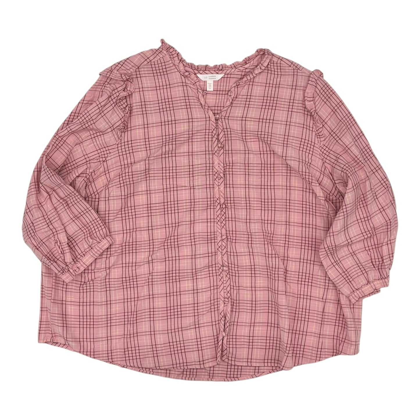 Blouse Ls By Lc Lauren Conrad In Pink, Size:3X