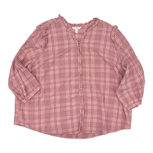 Blouse Ls By Lc Lauren Conrad In Pink, Size:3X