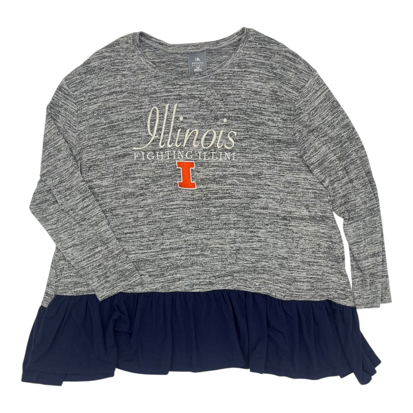 ATHLETIC TOP LS COLLAR by   CLOTHES MENTOR In GREY, Size: 2X