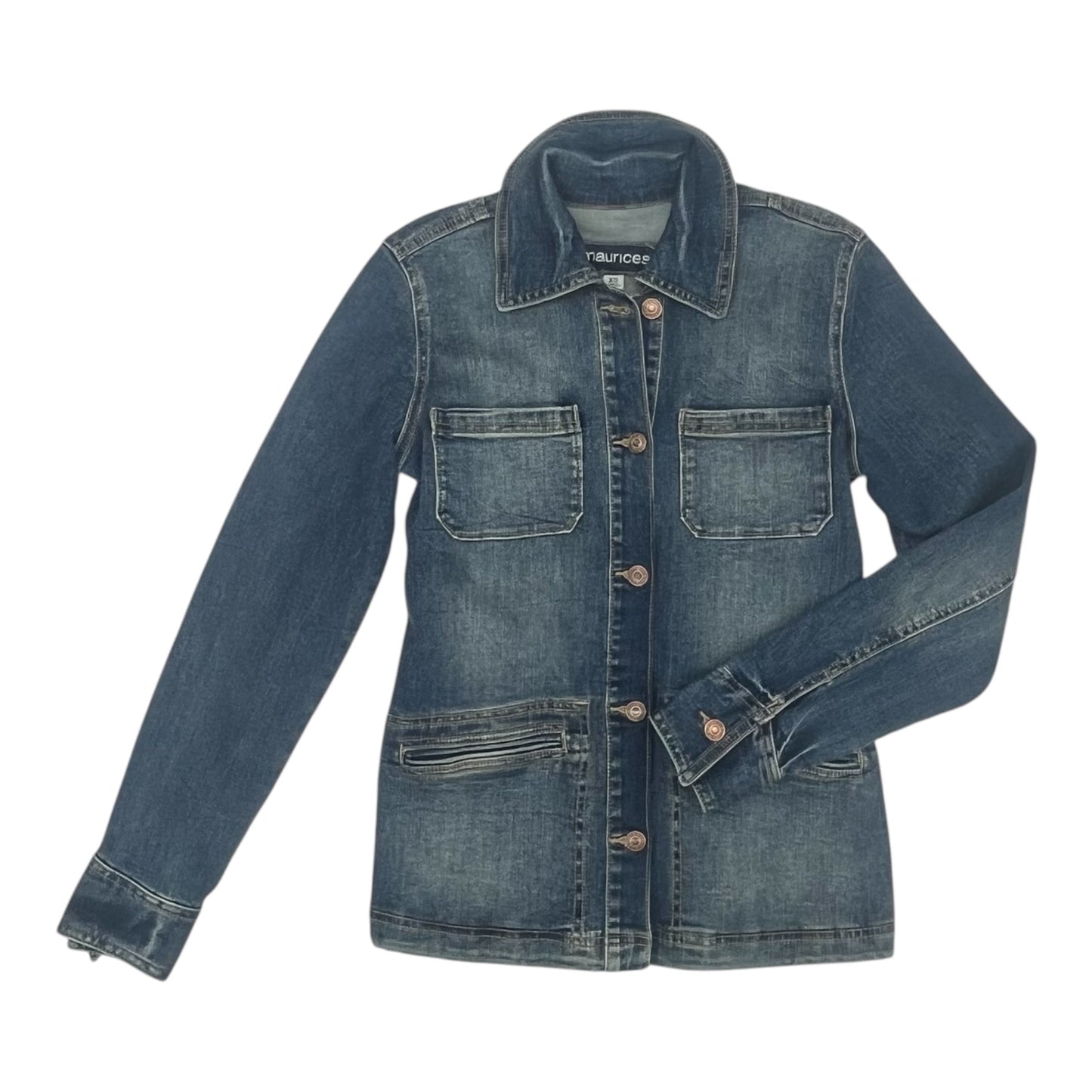 Jacket Denim By Maurices In Blue Denim, Size:Xs