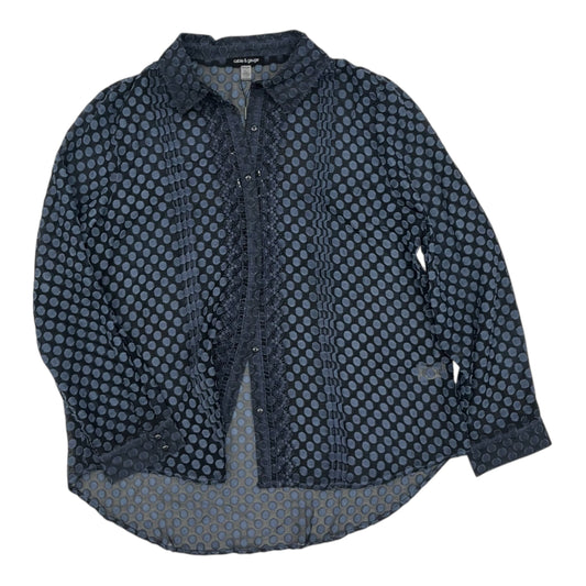 Blouse Ls By Cable And Gauge In Blue, Size:Xlp