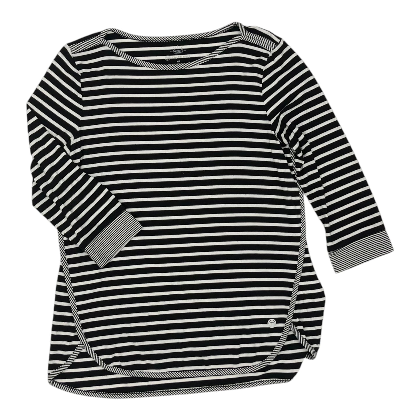Top 3/4 Sleeve By Talbots In Black & White, Size:Mp