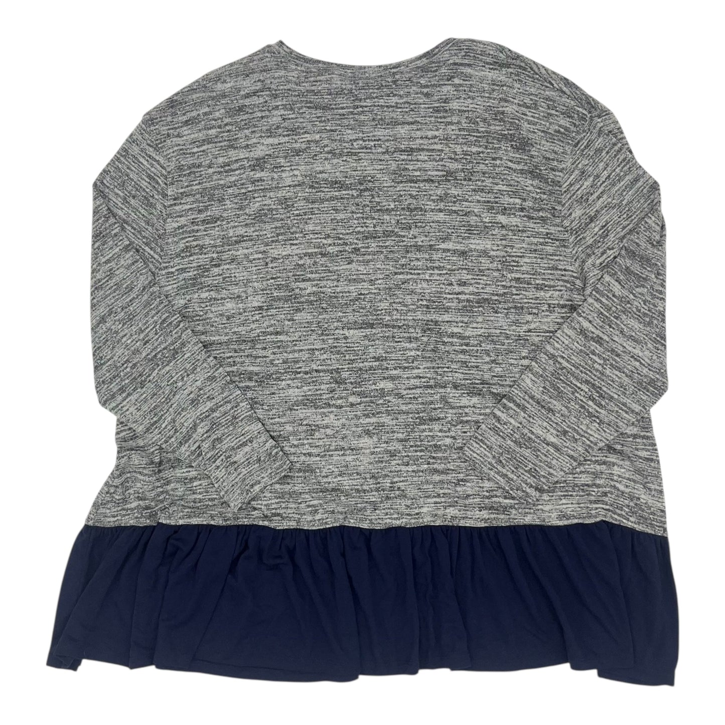 ATHLETIC TOP LS COLLAR by   CLOTHES MENTOR In GREY, Size: 2X