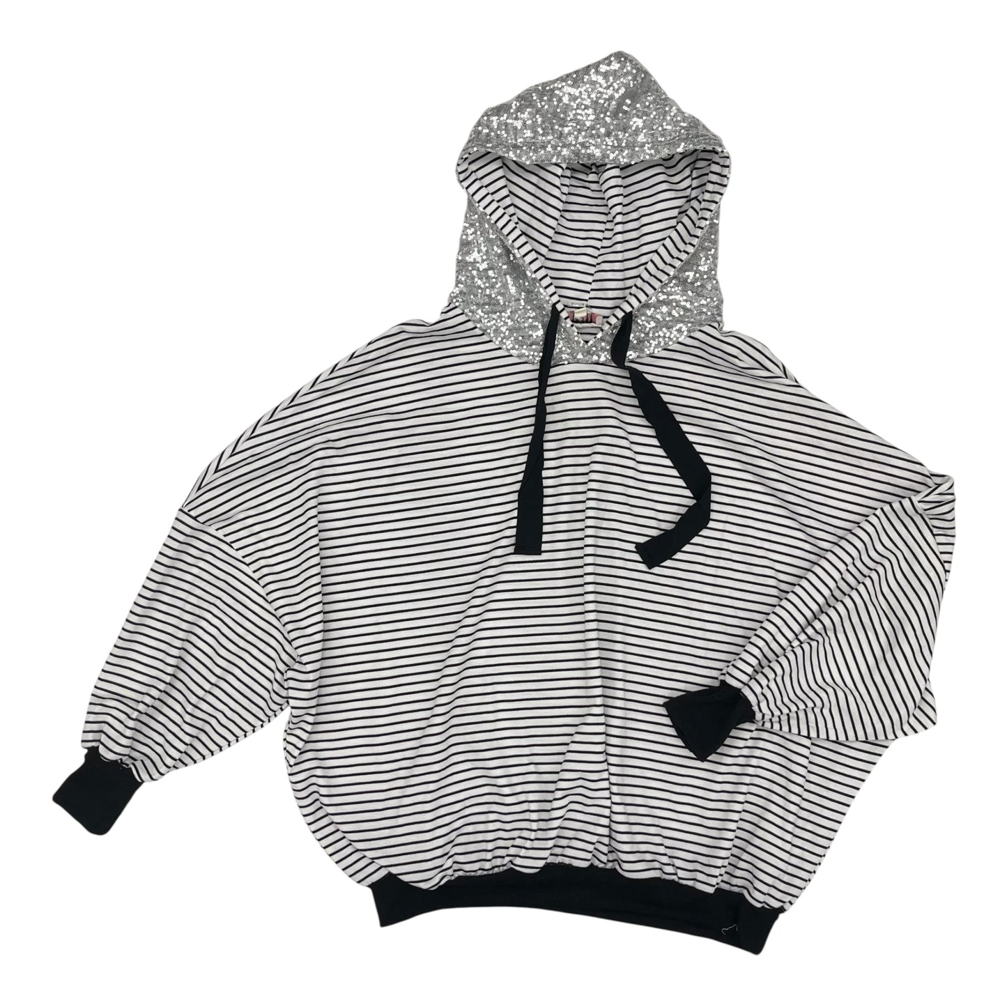 Sweatshirt Hoodie By Andree By Unit In Black & White, Size:1X