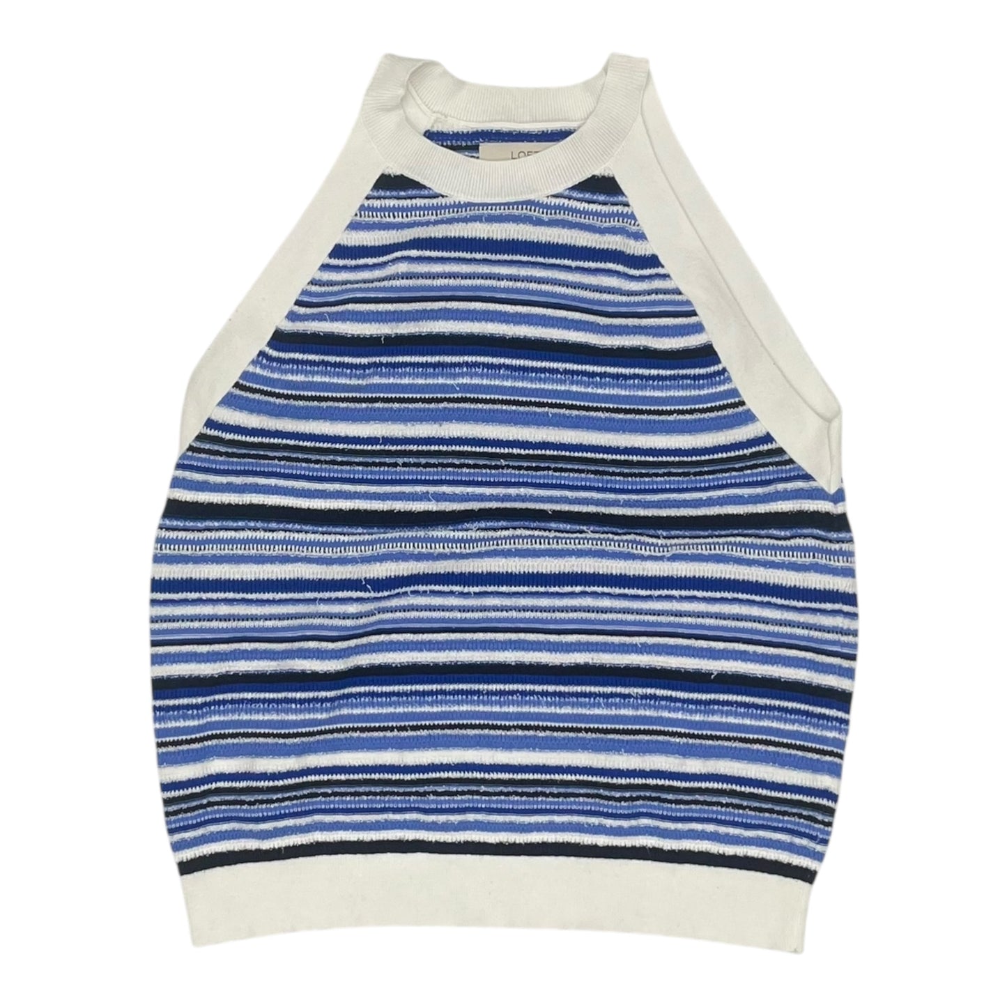 Vest Sweater By Loft In Blue & White, Size:Xl