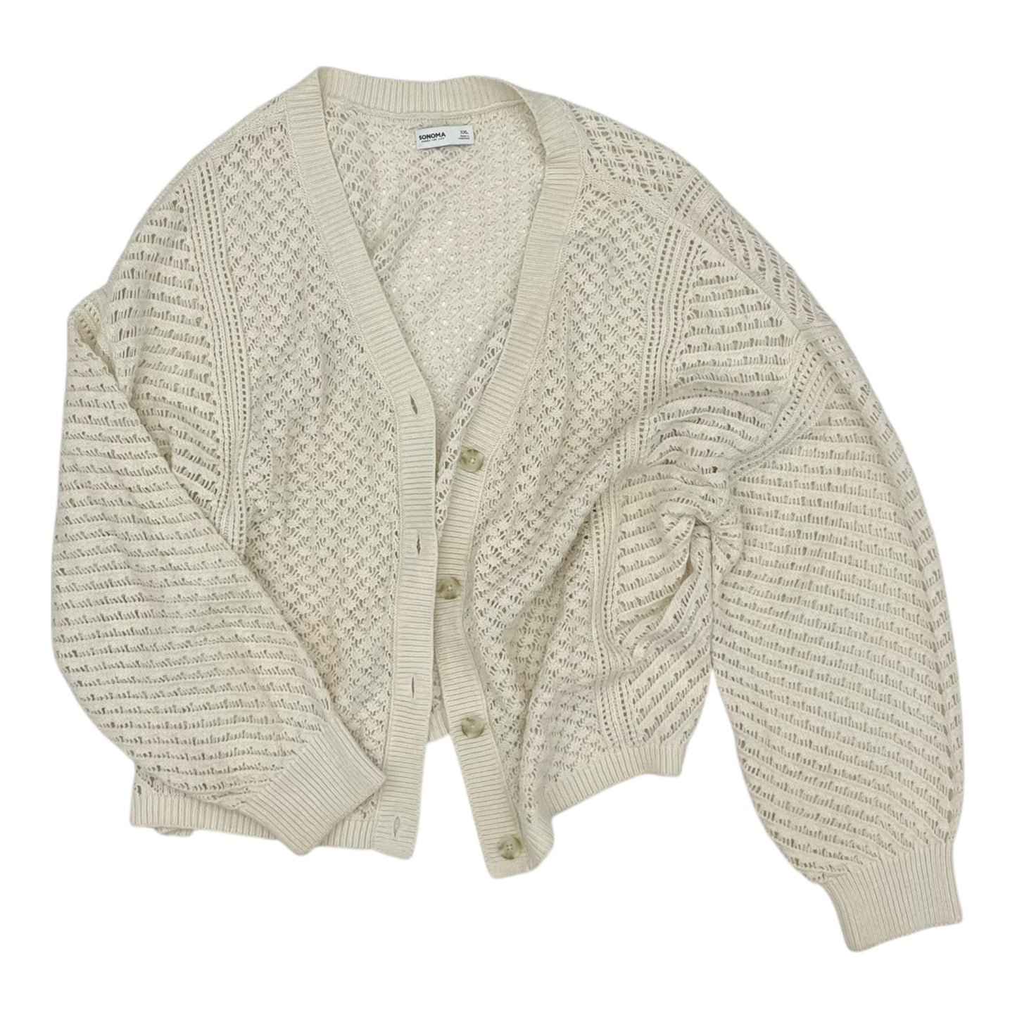 Sweater Cardigan By Sonoma In Cream, Size:Xxl