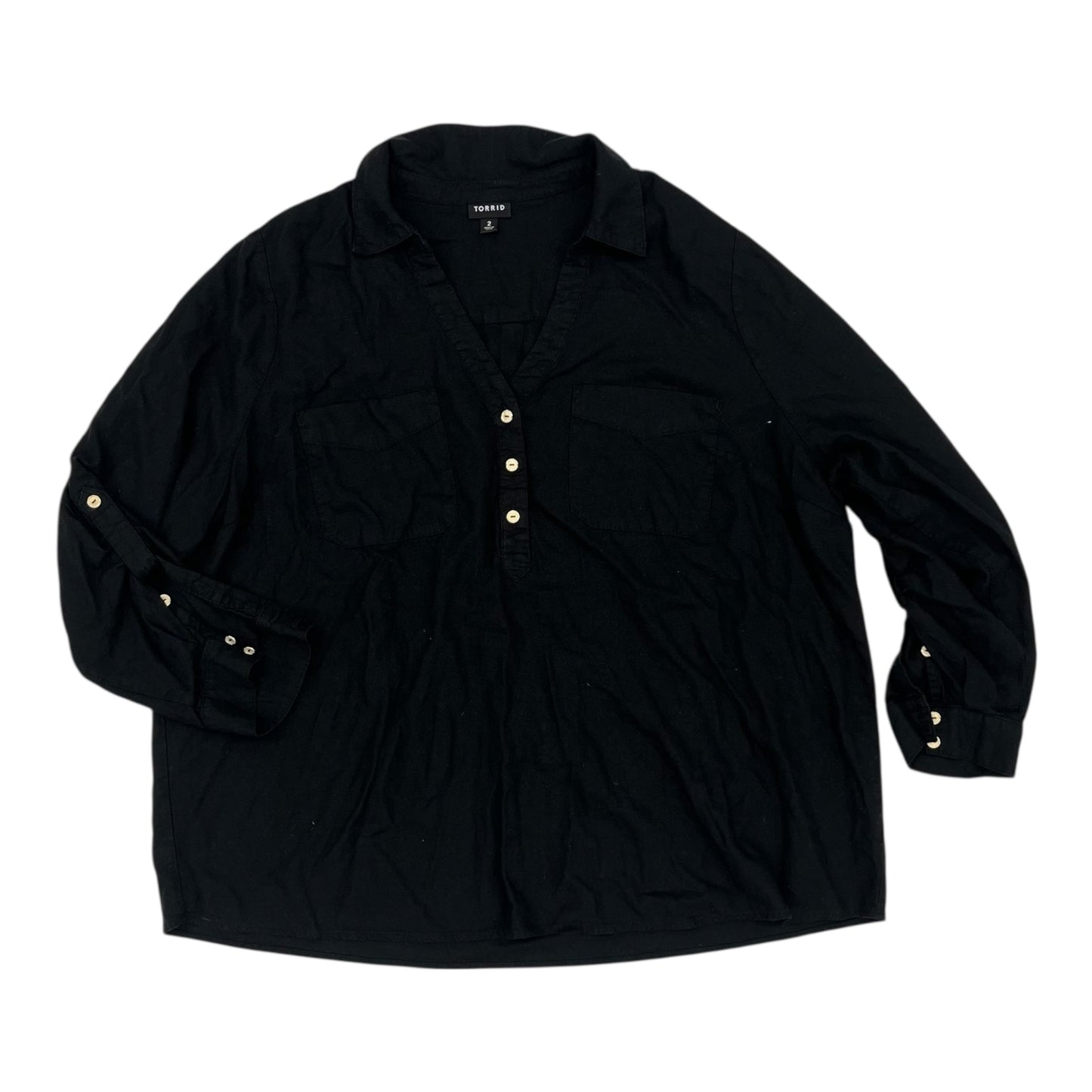 Blouse Ls By Torrid In Black, Size:2X