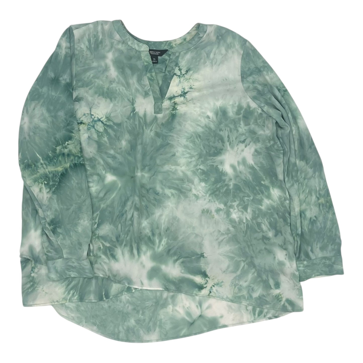 Blouse Ls By Simply Vera In Green, Size:Xl