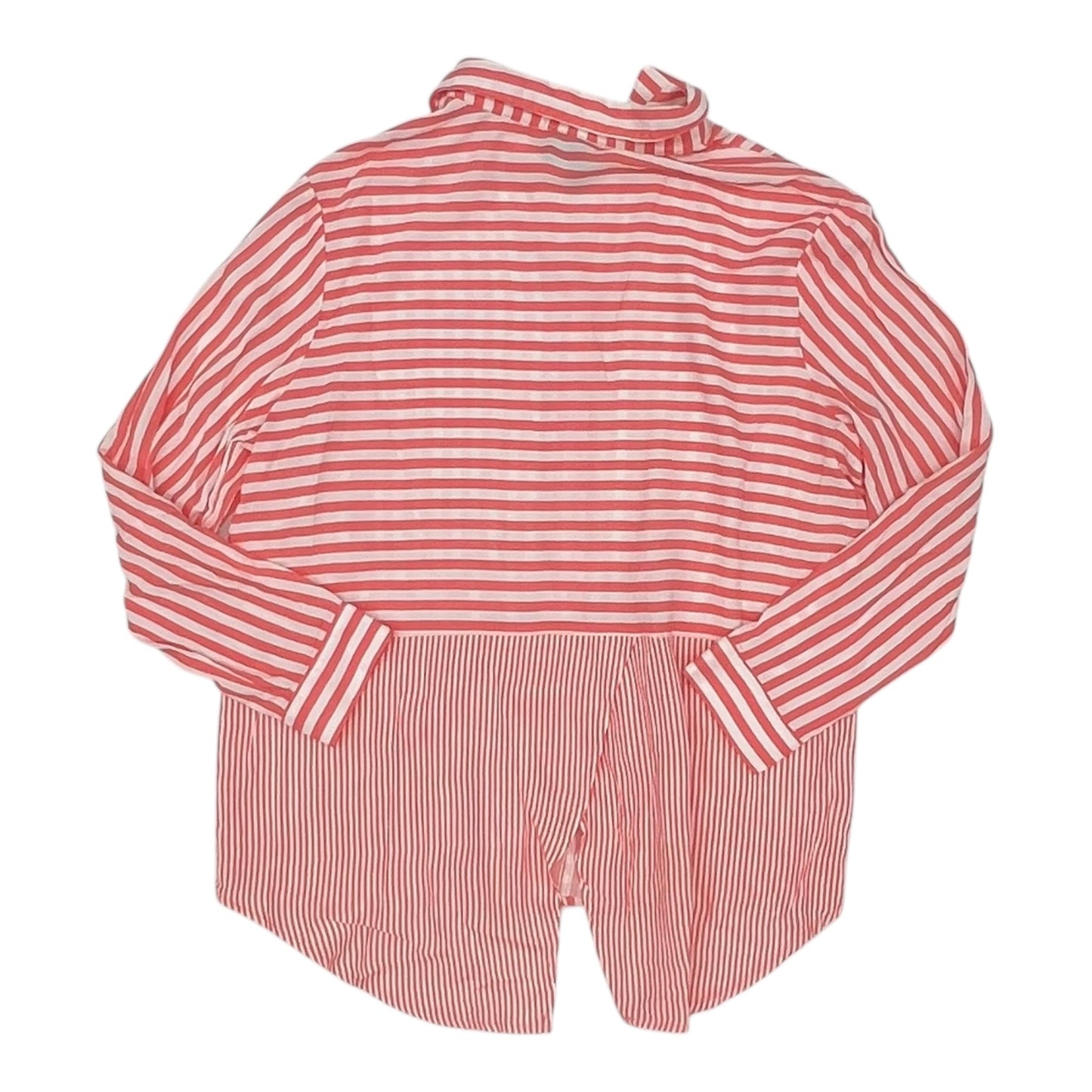 Blouse Ls By Clothes Mentor In Pink & White, Size:Xl