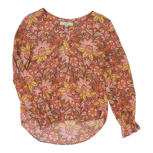 Blouse Ls By Loft In Floral Print, Size:M