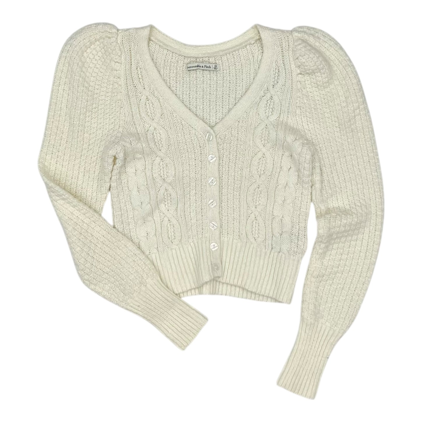 Sweater Cardigan By Abercrombie And Fitch In Cream, Size:Xs