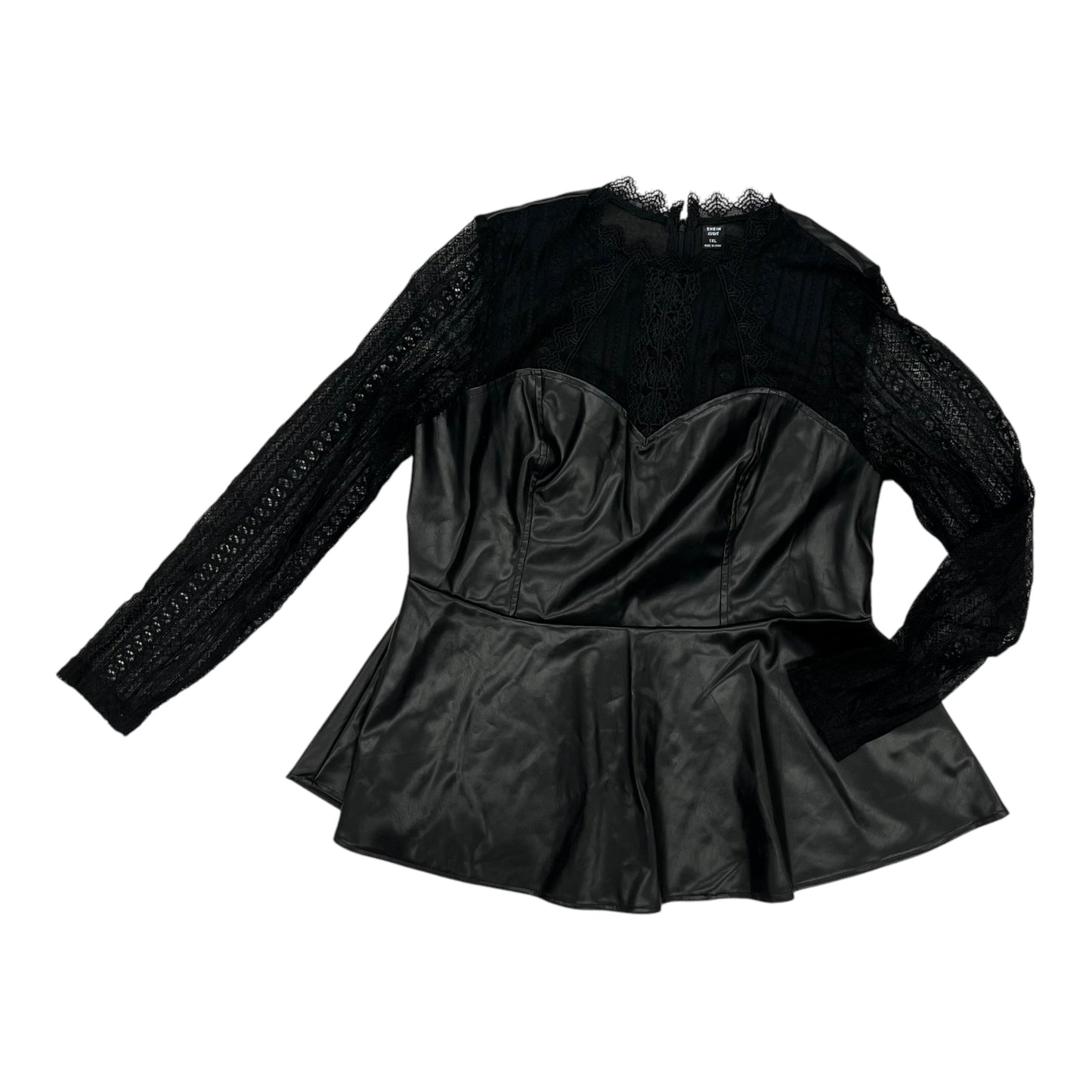 Blouse Ls By Shein In Black, Size:1X
