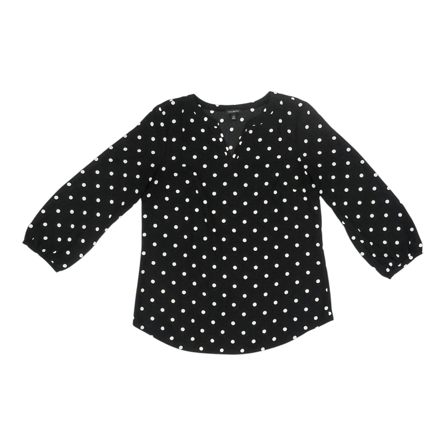 BLOUSE LS by TALBOTS in BLACK & WHITE, Size:XS