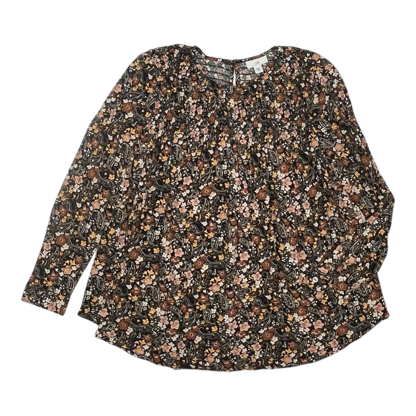 Blouse Ls By J. Jill In Black & Brown, Size:Xsp