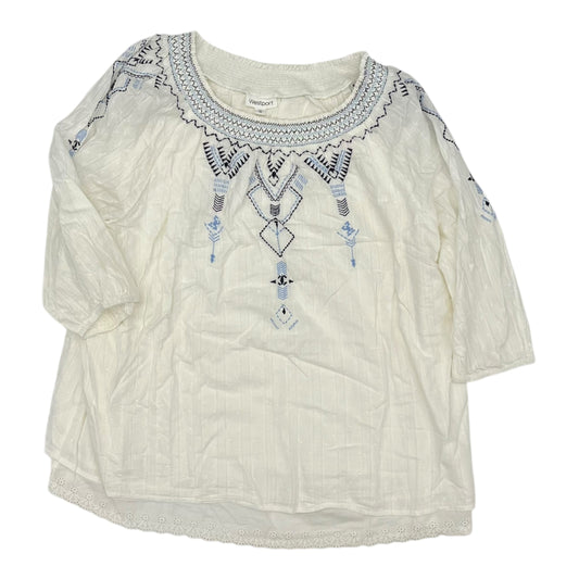 Blouse 3/4 Sleeve By Westport In White, Size:3X