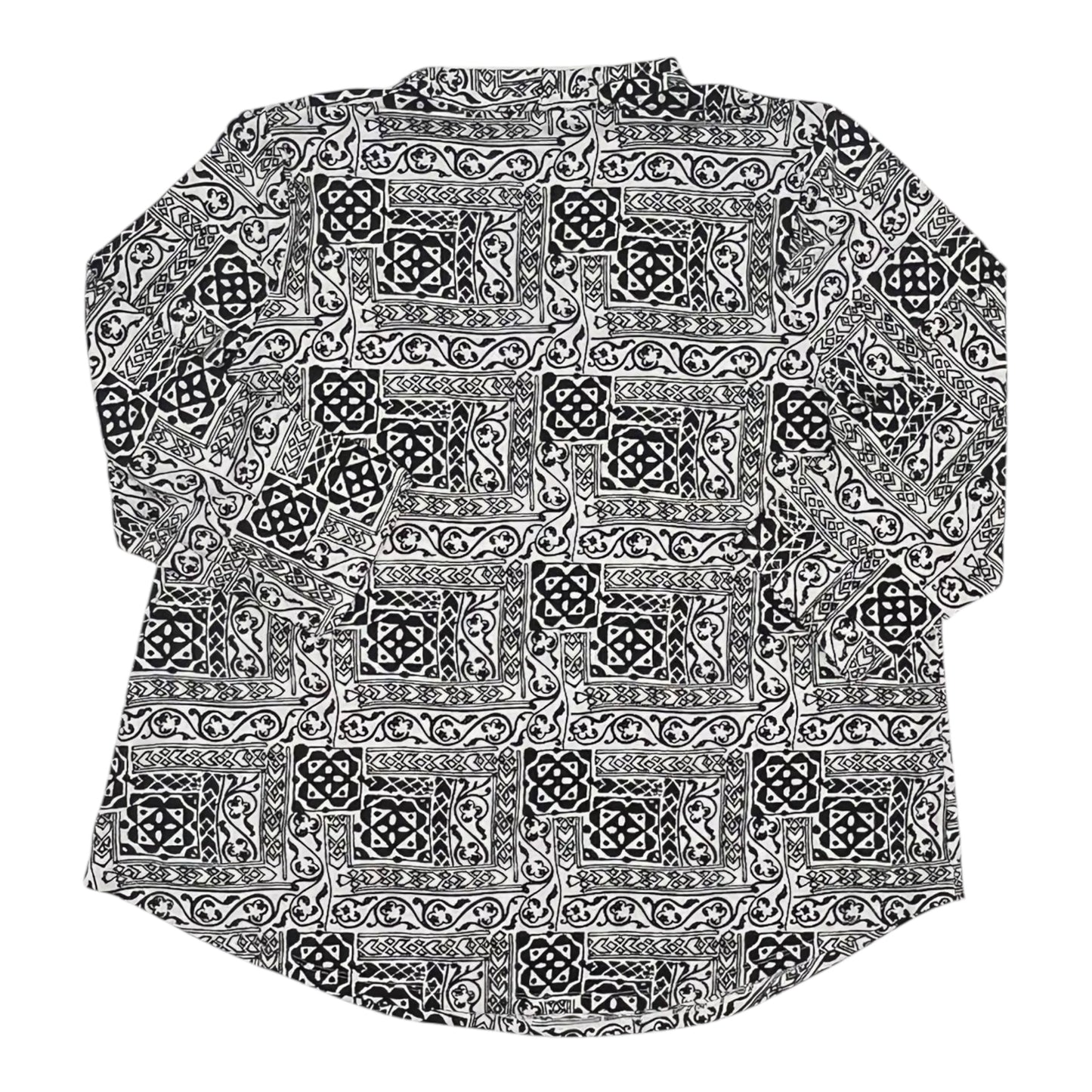 Blouse 3/4 Sleeve By Jm Collections In Black & White, Size:2X