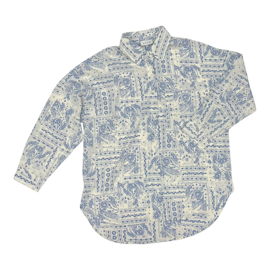 Blouse Ls By Cme In Blue & White, Size:S