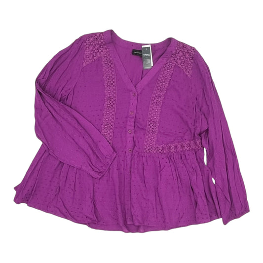 Blouse Ls By Lane Bryant In Purple, Size:Xl