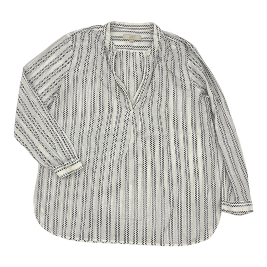 Blouse Ls By Loft In Black & Cream, Size:Xl