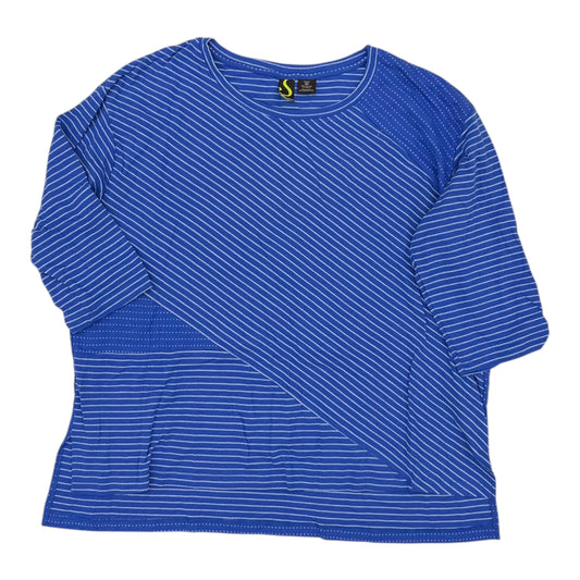 TOP LS by    CLOTHES MENTOR In BLUE & WHITE, Size: 3X