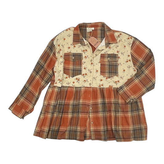 Top Ls By Clothes Mentor In Brown & Cream, Size:L