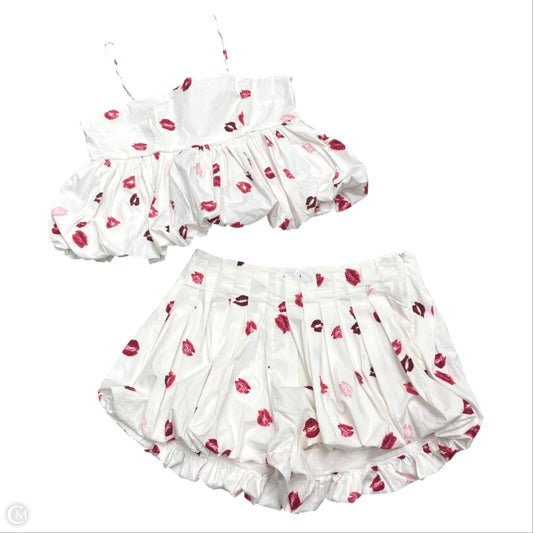Shorts Set By Maeve In Pink & White, Size: L/Xl