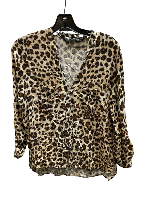 Animal Print Top Long Sleeve Zara, Size M