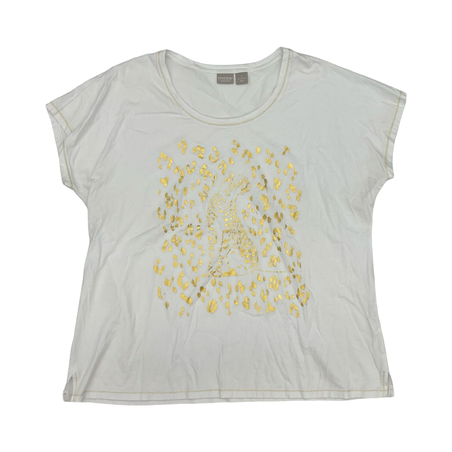 Top Ss By Chicos In Gold & White, Size:Xl