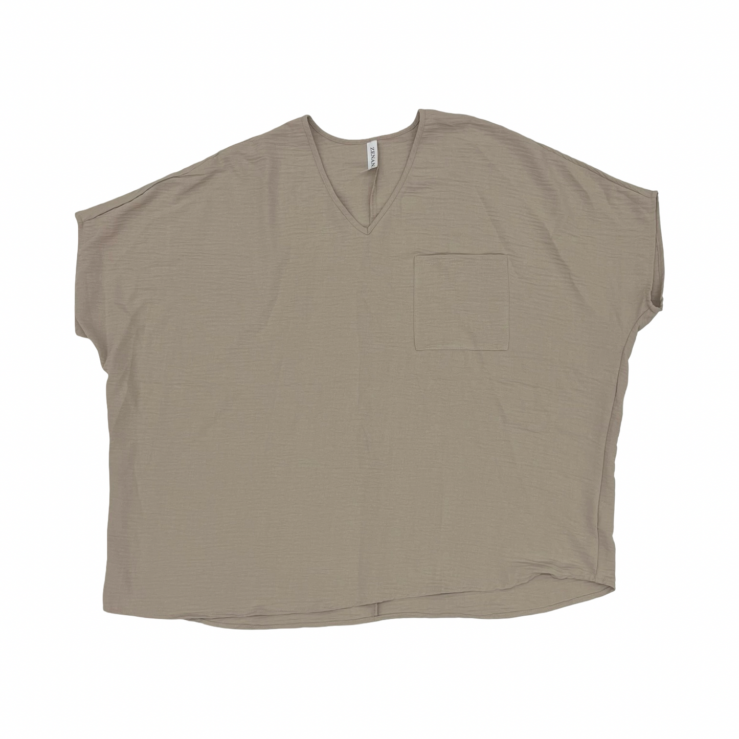 Blouse Ss By Zenana In Tan, Size:M