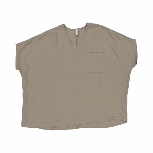 Blouse Ss By Zenana In Tan, Size:M