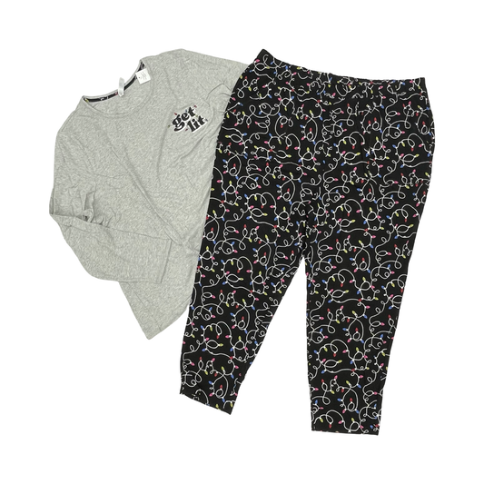 Pajamas 2Pc By Cacique In Black & Grey, Size:3X