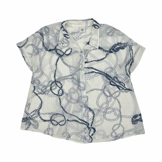 Blouse Ss By Cabi In Blue & White, Size:M