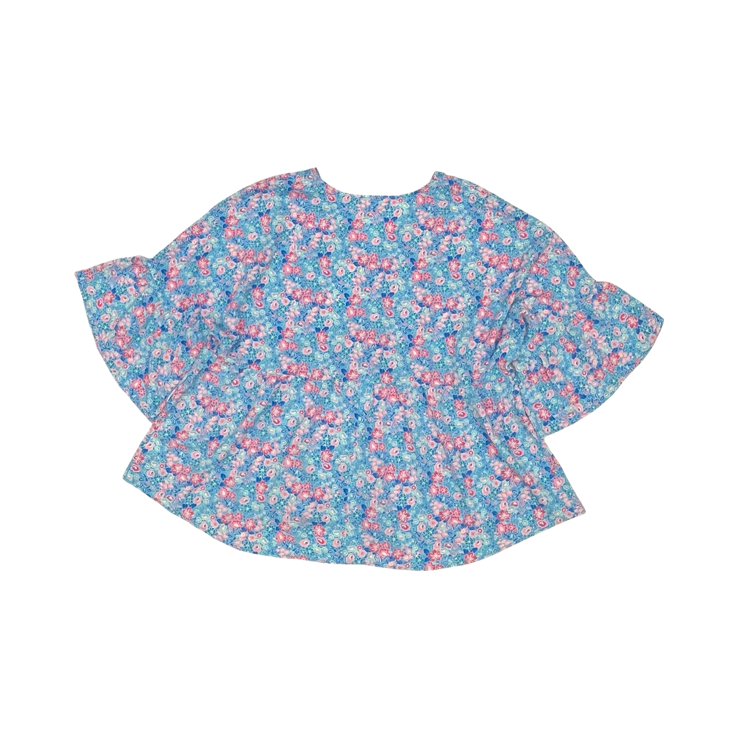 Blouse 3/4 Sleeve By Emily Wonder In Blue & Pink, Size:1X