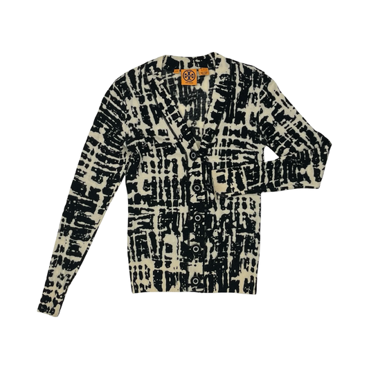 Cardigan Designer By Tory Burch In Black & Brown, Size:Xs