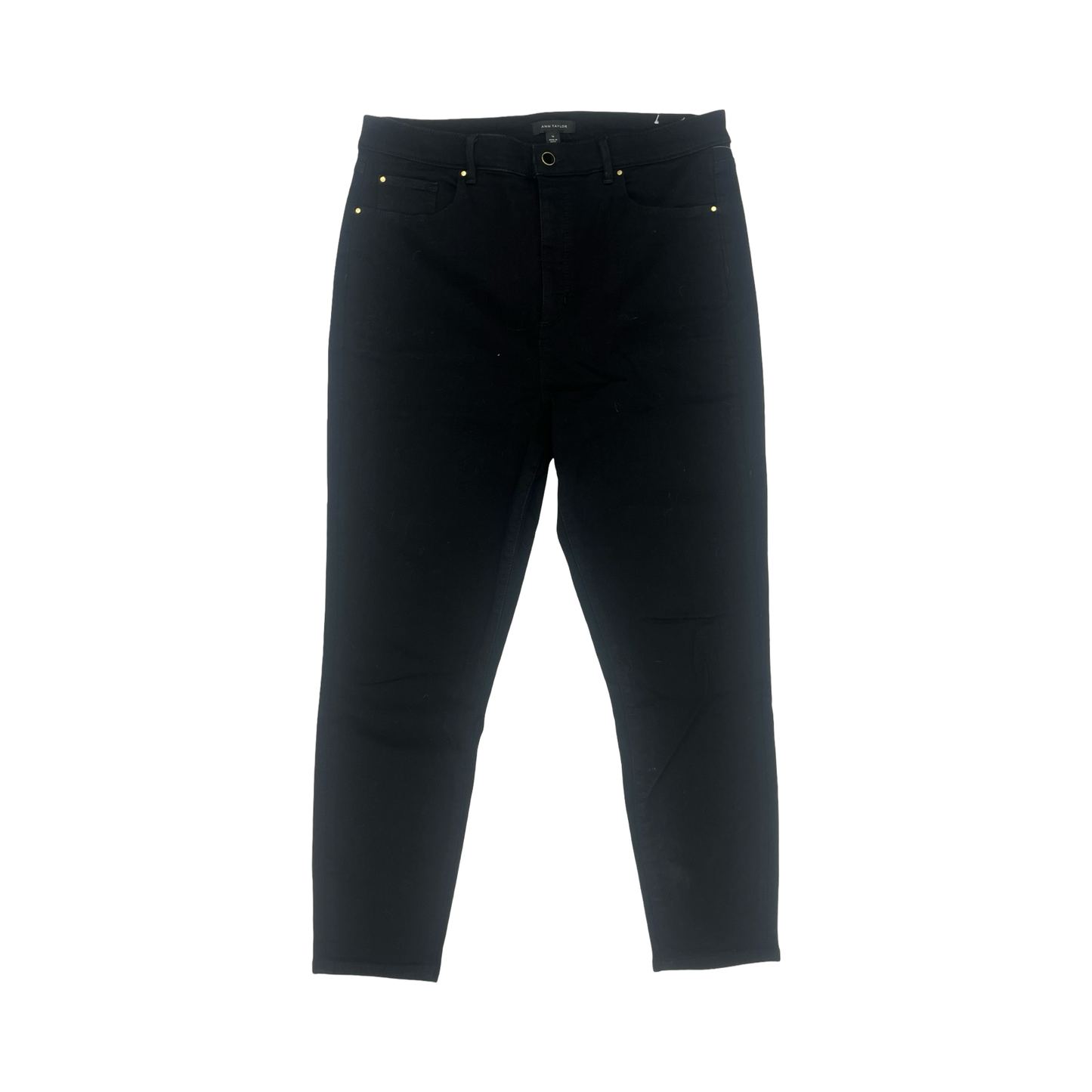 Jeans Straight By Ann Taylor In Black Denim, Size:16