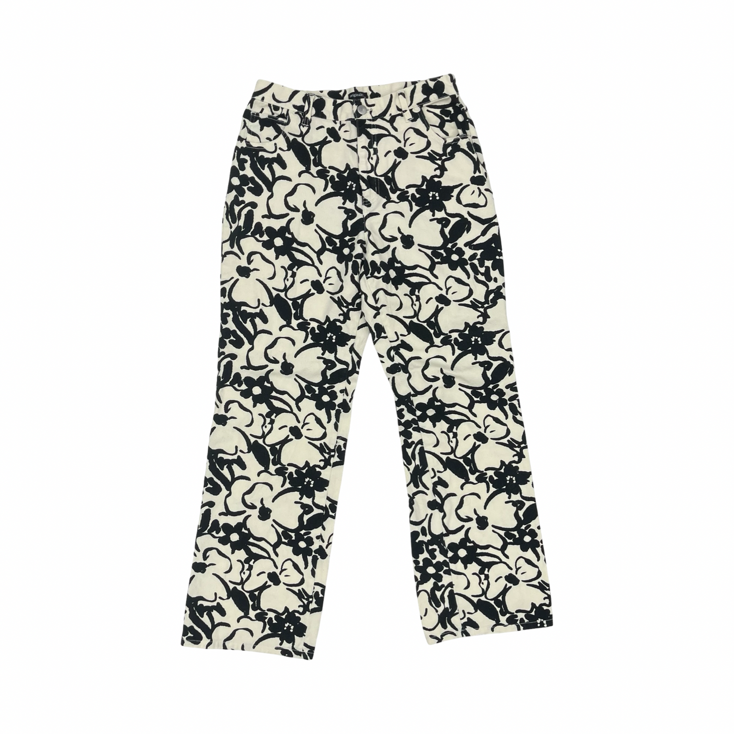 Jeans Straight By Originality In Black & Cream, Size:L