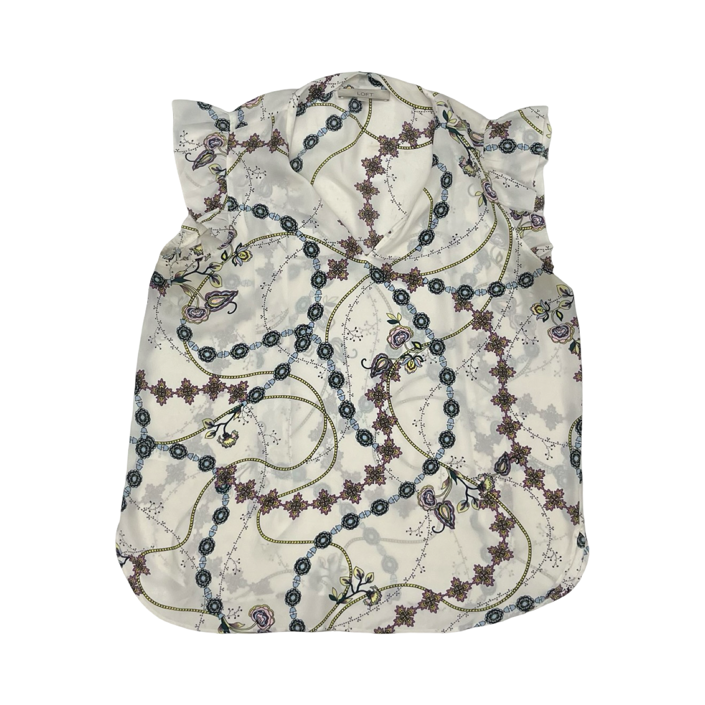 Blouse Ss By Loft In Cream, Size:L