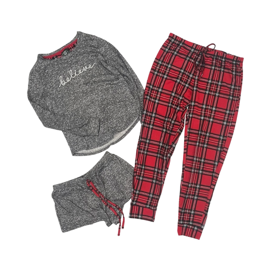 Pajamas 2Pc By Laura Ashley In Grey & Red, Size:S