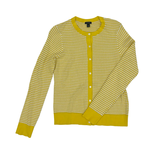 Sweater Cardigan By Ann Taylor In White & Yellow, Size:L